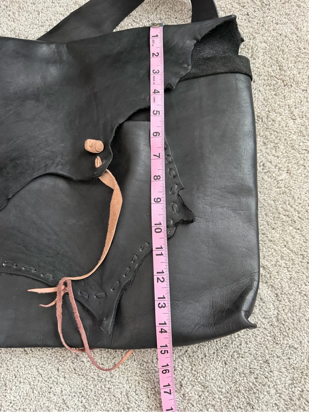 Black Leather Messenger Bag with Toggle Closure handmade Renaissance
